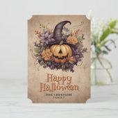  Jack O'Lantern Bloemen Halloween Kaart (Staand voorkant)
