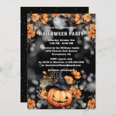 Jack O'Lantern Bloemen Halloween Party Kaart (Voorkant / Achterkant)