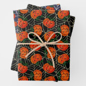 Jack o'lantern & Cobweb Pattern Pumpkin Halloween Inpakpapier Vel (In situ)