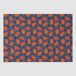 Jack o'lantern & Cobweb Pattern Pumpkin Halloween Tissuepapier