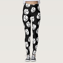 Jack O'Lantern Confetti Leggings White/Black