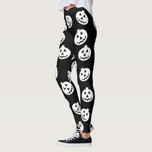 Jack O'Lantern Confetti Leggings White/Black (Links)