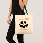 Jack O'Lantern Custom Name Trick or treat Tote Bag (Voorkant (product))
