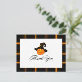 Jack O'Lantern Dank je wel Halloween Black/Oranje Briefkaart (Staand voorkant)