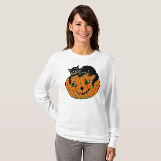 Jack O'Lantern en Black Cat Shirt (Voorkant volledig)
