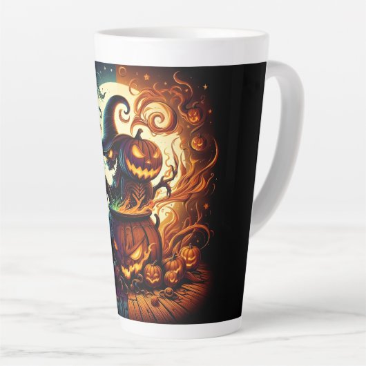 Jack-o'lantern en Witch Skeleton Latte Mok (Rechterhoek)