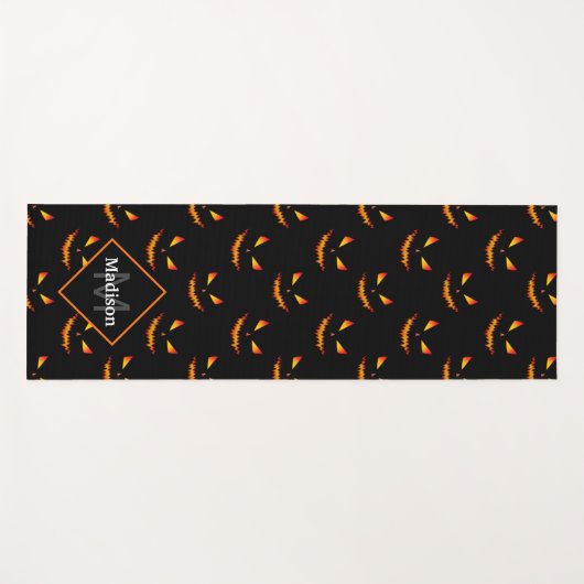 Jack O'Lantern face Halloween Patroon Monogram Yogamat (Voorkant (horizontaal))