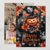 Jack O'Lantern Foto Halloween Kaart (Voorkant / Achterkant)
