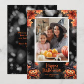Jack O'Lantern Foto Happy Halloween Kaart (Voorkant / Achterkant)