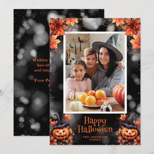 Jack O'Lantern Foto Happy Halloween Kaart (Voorkant / Achterkant)