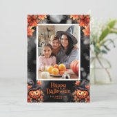 Jack O'Lantern Foto Happy Halloween Kaart (Staand voorkant)