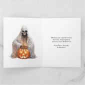 Jack O'Lantern Ghost Floral Happy Halloween Kaart (Binnen)
