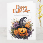 Jack O'Lantern Ghost Floral Happy Halloween Kaart (Gele Bloem)