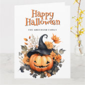 Jack O'Lantern Ghost Floral Happy Halloween Kaart (Gele Bloem)