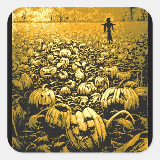 Jack O'Lantern Graveyard Vierkante Sticker (Voorkant)