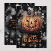 Jack O'Lantern Griezelen Gelukkig Halloween Kaart (Voorkant / Achterkant)