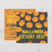 Jack O'Lantern Halloween Birthday Party Kaart (Voorkant / Achterkant)
