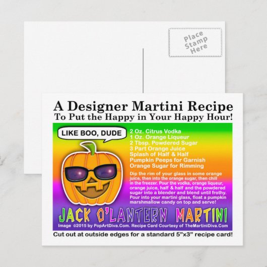 Jack O'Lantern Halloween Cocktail Recept Briefkaar Briefkaart (Voorkant / Achterkant)