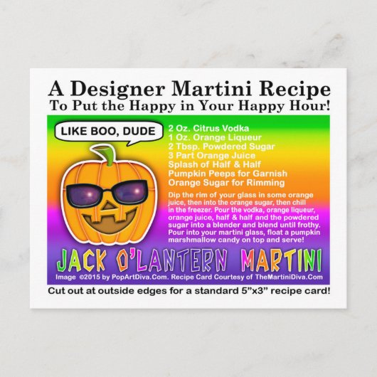 Jack O'Lantern Halloween Cocktail Recept Briefkaar Briefkaart (Voorkant)