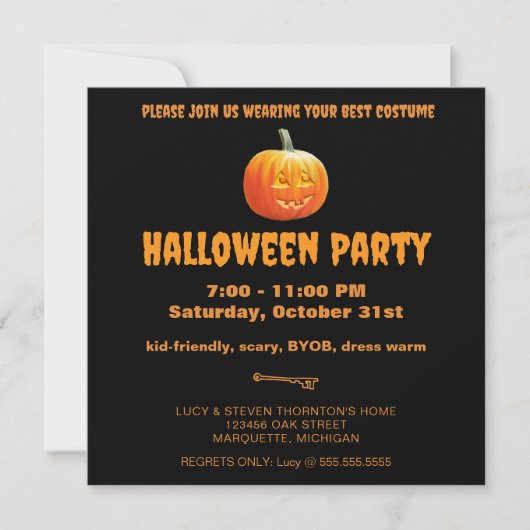 Jack O'Lantern Halloween Party Kaart (Voorkant)