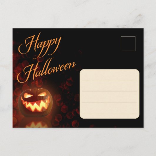 Jack O'Lantern Halloween Party Zwart + Sinaasappel Uitnodiging Briefkaart (Achterkant)
