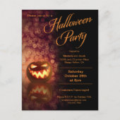 Jack O'Lantern Halloween Party Zwart + Sinaasappel Uitnodiging Briefkaart (Voorkant)