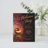 Jack O'Lantern Halloween Party Zwart + Sinaasappel Uitnodiging Briefkaart (Staand voorkant)