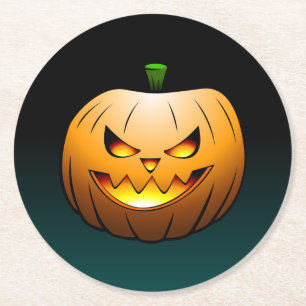 Jack O'lantern Halloween Pompoen Ronde Kartonnen Onderzetter
