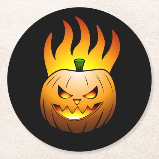 Jack O'lantern Halloween Pompoen Ronde Kartonnen Onderzetter (Voorkant)