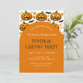 Jack O'lantern Halloween Pompoensnijfeest Kaart (Staand voorkant)