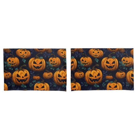 Jack O'Lantern Halloween Pumpkin Donker patroon Kussensloop (Voorkant-Set)