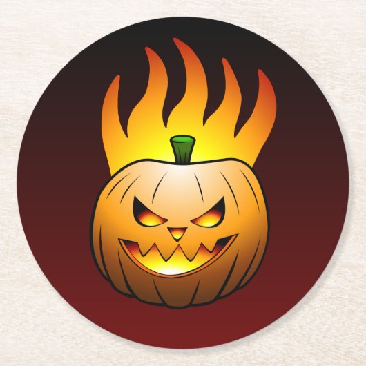 Jack O'lantern Halloween Pumpkin Ronde Kartonnen Onderzetter (Voorkant)