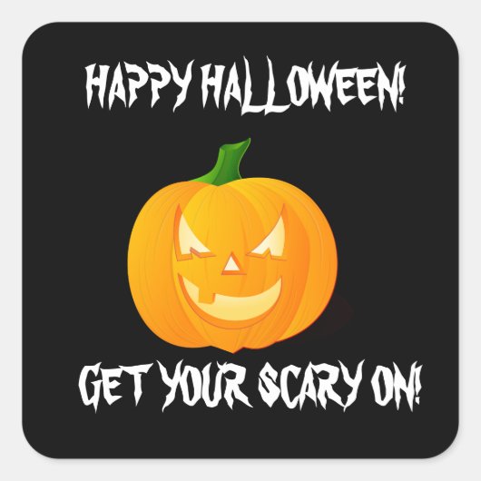 JACK O'LANTERN HALLOWEEN VIERKANTE STICKER (Voorkant)