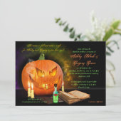 Jack O'Lantern Halloween Wedding Invitation Kaart (Staand voorkant)
