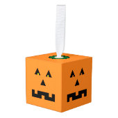 Jack O'Lantern Houten Kubus Halloween Ornament (Voorkant hoekig)