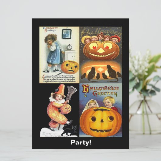 Jack o'Lantern & Kinder Montage Uitnodigen Kaart (Staand voorkant)