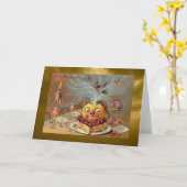 Jack o'Lantern met heks Kaart (Gele Bloem)