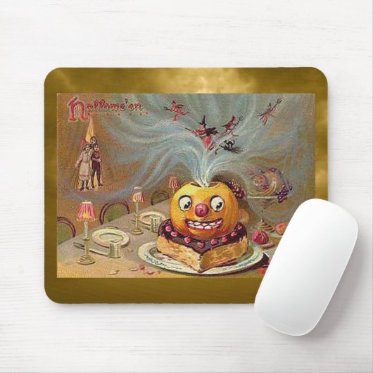 Jack o'Lantern met heks Muismat (Met muis)