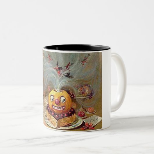  Jack o'Lantern met heks Tweekleurige Koffiemok (Voorkant rechts)