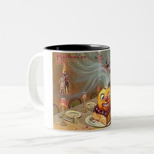  Jack o'Lantern met heks Tweekleurige Koffiemok (Voorkant links)