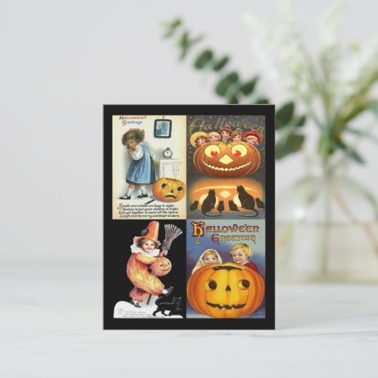  Jack o'Lantern met Kinder Montage Briefkaart (Staand voorkant)