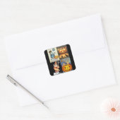  Jack o'Lantern met Kinder Montage Vierkante Sticker (Envelop)