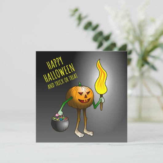 Jack O'lantern naar de trick or treat Kaart (Staand voorkant)