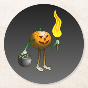 Jack O'lantern naar de trick or treat Ronde Kartonnen Onderzetter