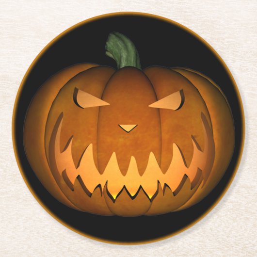 Jack O'lantern-Onderzetter Ronde Kartonnen Onderzetter (Voorkant)