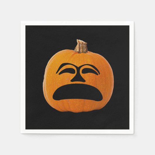 Jack O'Lantern Ongelukkig Gezicht Halloween Papier Servet (Voorkant)