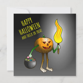 Jack O'lantern op zoek naar snoep of een grap Kaart