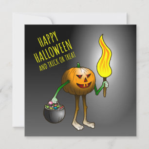 Jack O'lantern op zoek naar snoep of een grap Kaart