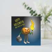 Jack O'lantern op zoek naar snoep of een poets Kaart (Staand voorkant)