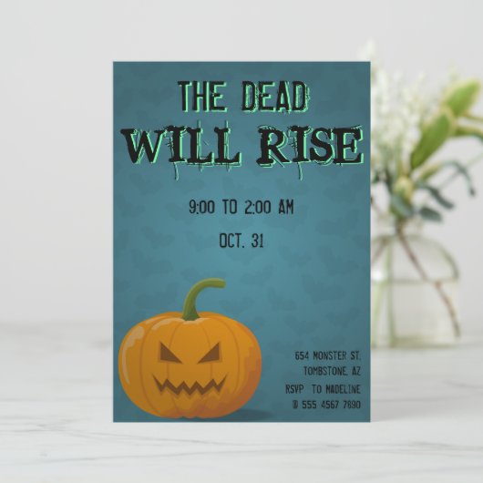 Jack O'Lantern Party Halloween Bats Pumpkin Dead Kaart (Staand voorkant)